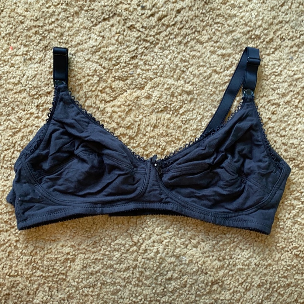 Naturana black nursing bra size listed in picture.